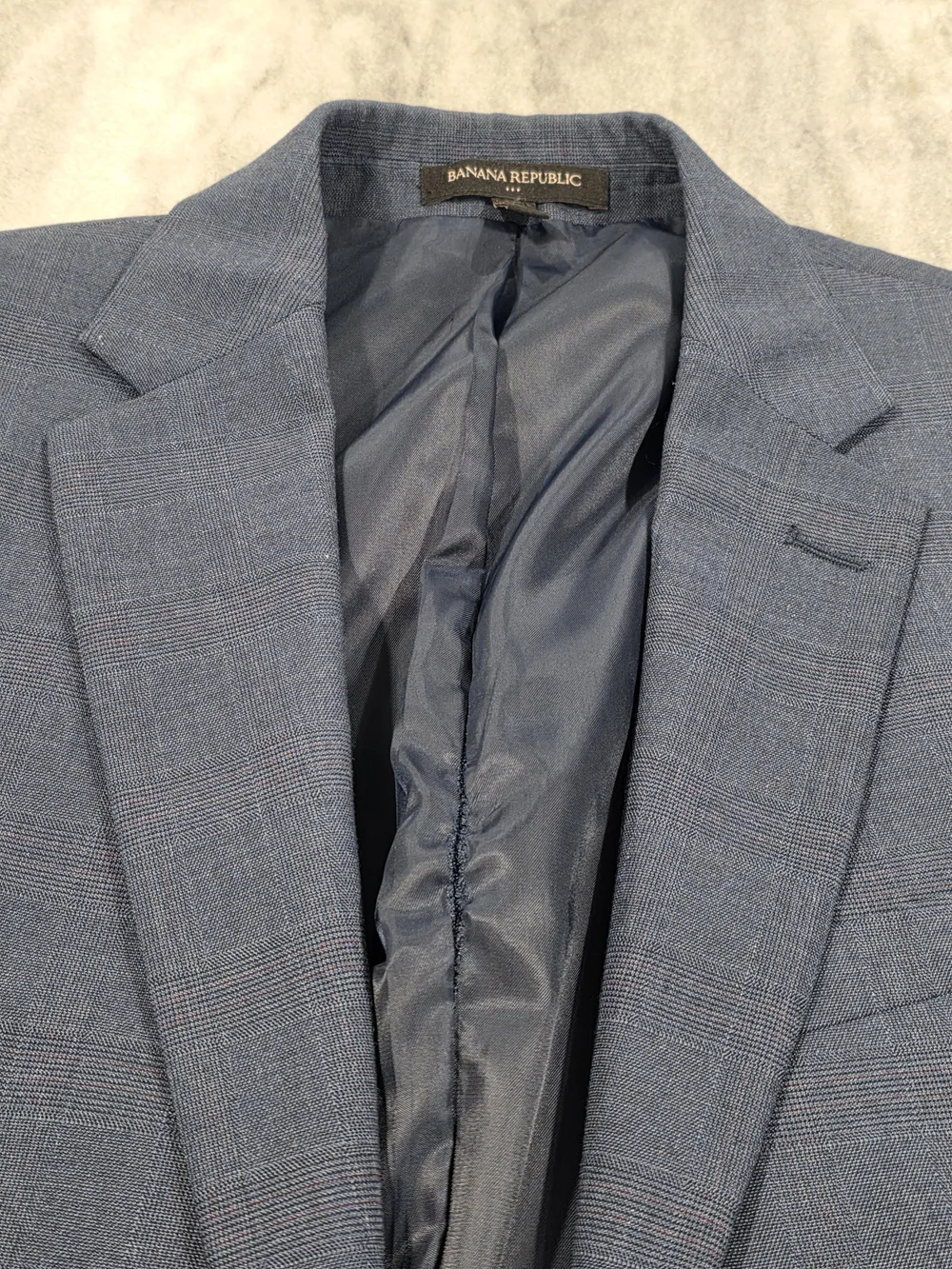 38R Men's Banana Republic Blazer Blue Tartan Plaid Slim Fit Sport Coat